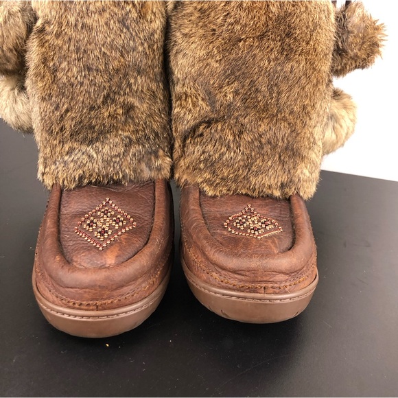 Genuine Leather Sheepskin Lined Fur Winter Boots Sz 8 - Picture 11 of 12